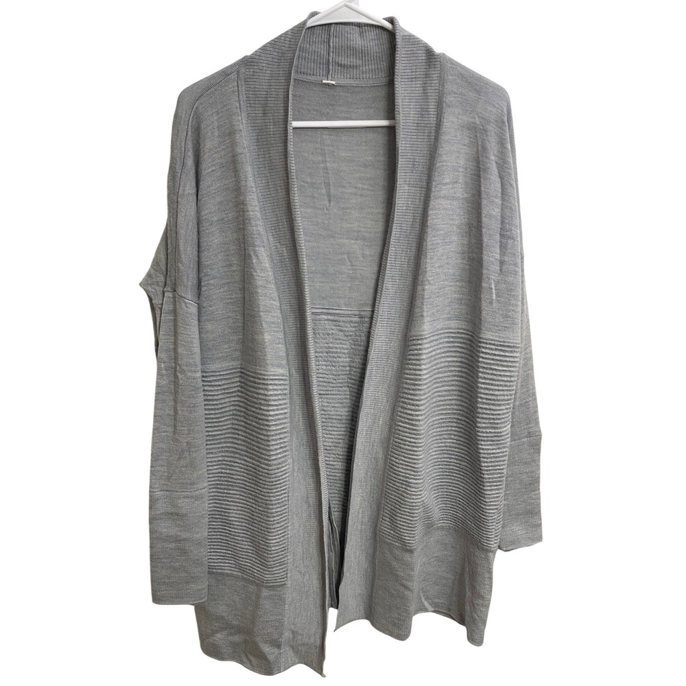 Lululemon Sit In Lotus Wrap II Heather Grey Merino Wool Blend Cardigan Size 8